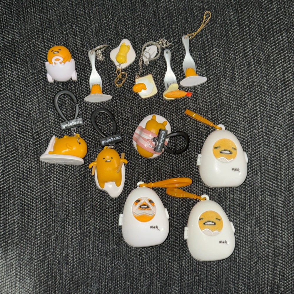 Sanrio Gudetama Keychains Lot Bundle